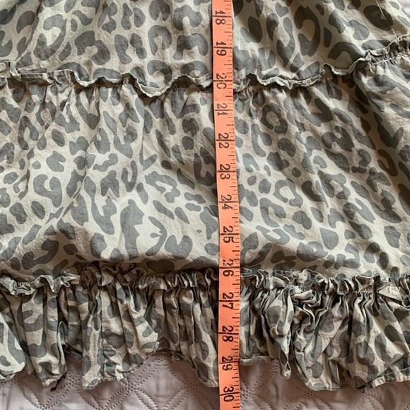 Sage Green Balloon Sleeve Ruffled Leopard Print Dress Size Small - Picture 8 of 12